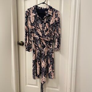 Elegant Black and Pink Patterned Dress size 10